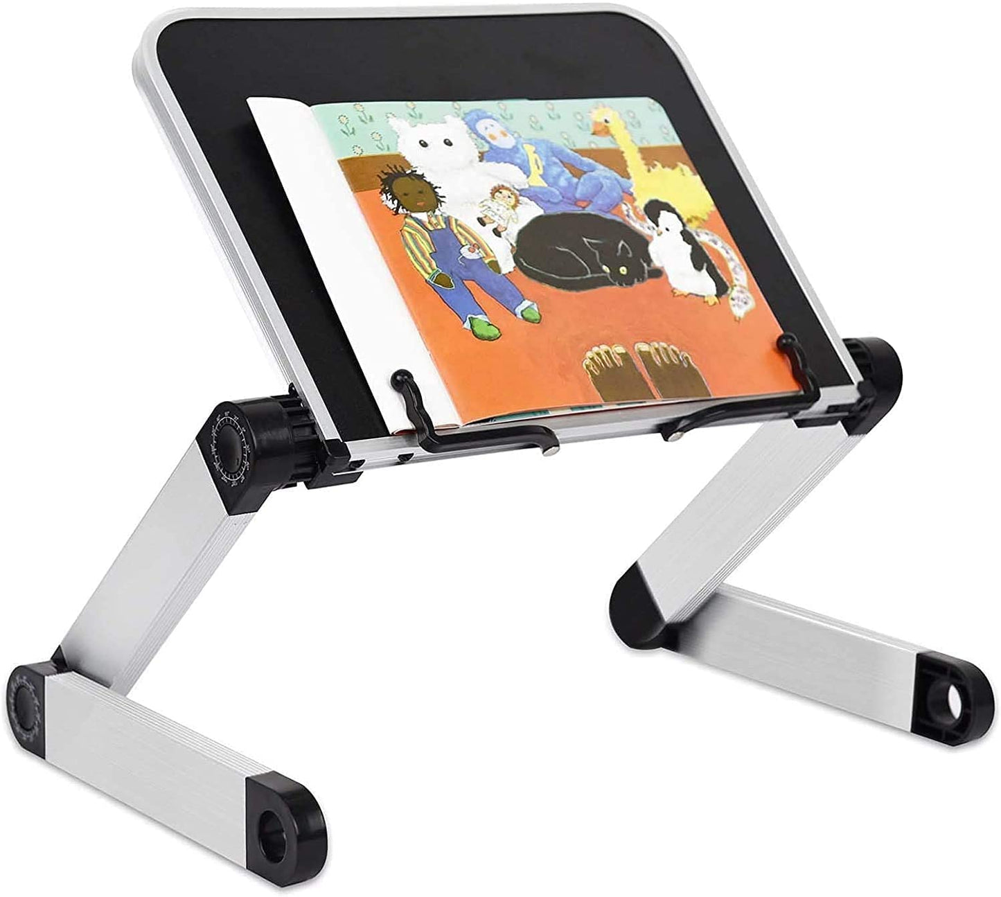 Book Stand.Book Holder Adjustable Height Angle Ergonomic With Paper Clips For Reading Big Heavy Textbooks Music Books Tablet Cook Recipe Hands Free